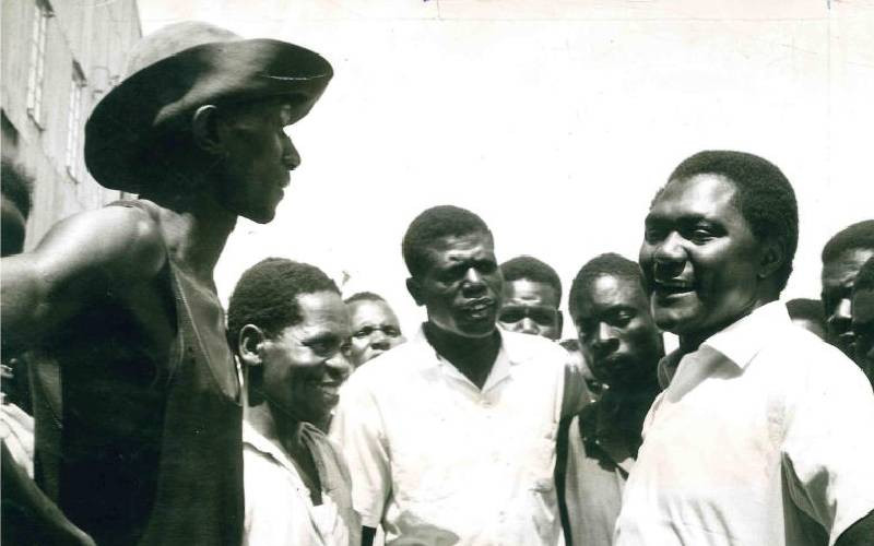 Tom Mboya the trade unionist addressing workers